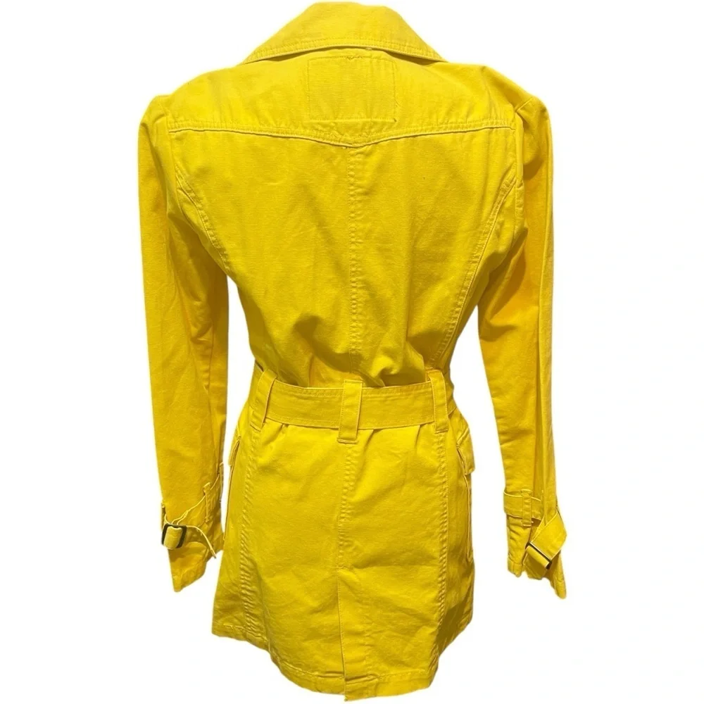Fiorucci Bright Yellow Double Breasted Transitional‎ Spring Trench Dopamine Coat